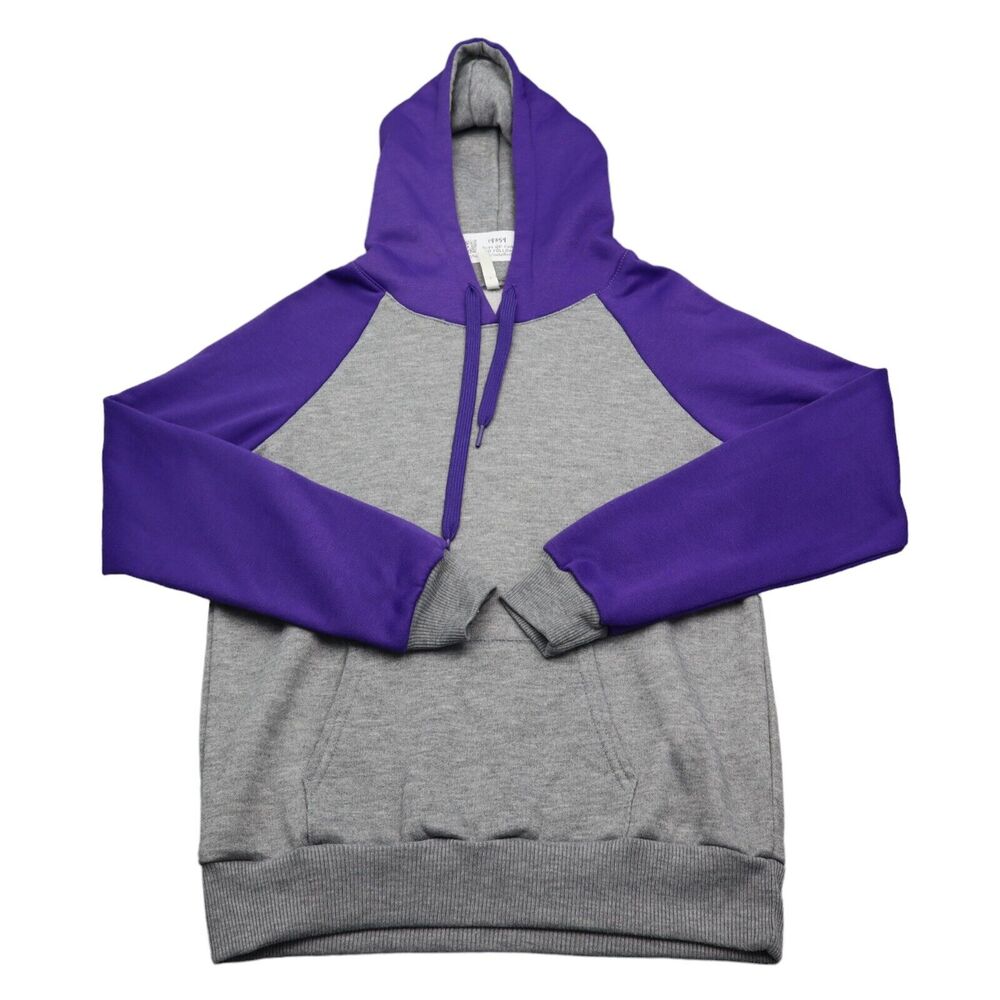 Hill Hoodies Womens L Gray Purple Long Sleeve Hooded Drawstring Pocket Pullover
